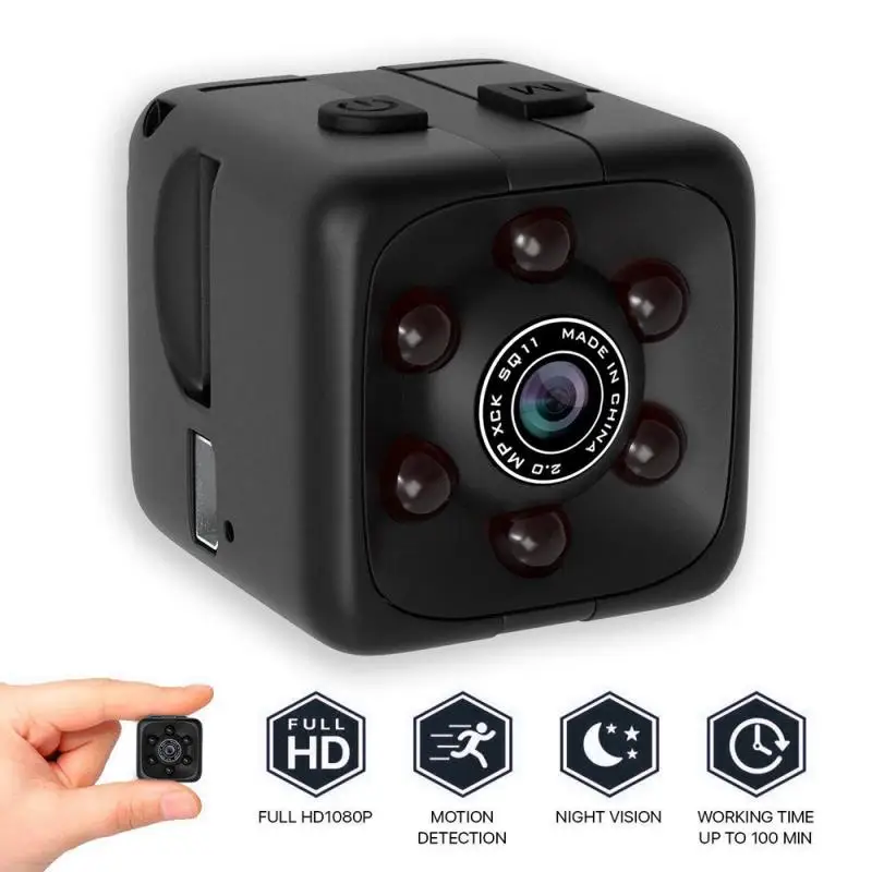 Портативная мини камера 080P SQ11 кубическая микро с USB для умного дома