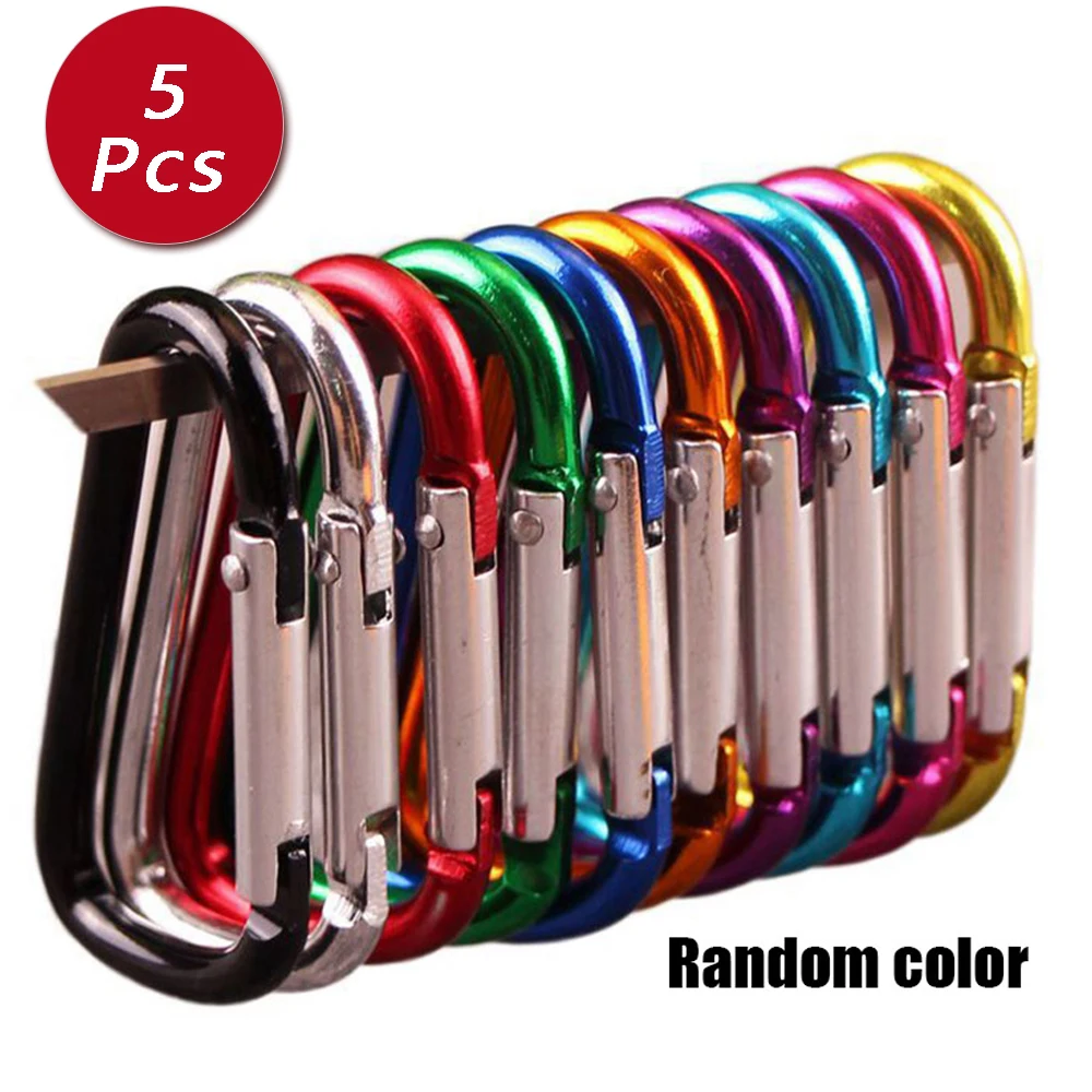 

5PCS Random Multicolor Aluminium Buckle Keychain Alloy Carabiner Climbing Button Camping Hiking Hook Outdoor Safety Equipment