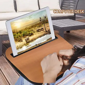 

Multifunctional Lap Desk Portable Laptop Tablet Bamboo Computer Table Writing Desk With Phone Tablet Holder For IPad Study Work