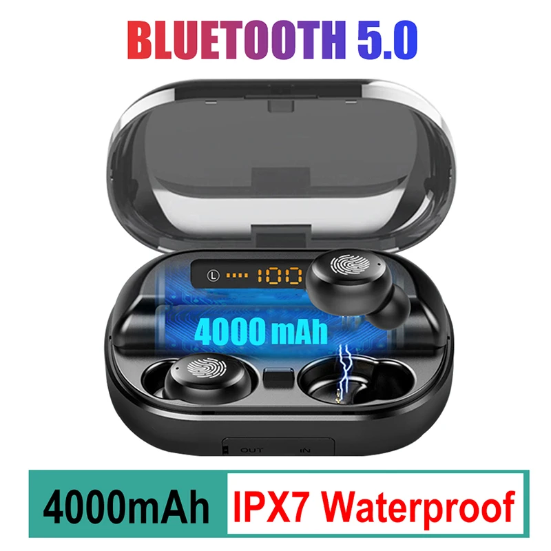 V11 TWS Bluetooth 5,0 наушники стерео беспроводные Earbus HIFI Звук спортивные наушники гарнитура с микрофоном для телефона - Цвет: Черный