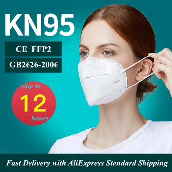 

100pcs KN95 Face Masks for Germ Protection Fabric FFP2 Mask Cotton Cloth Mouth Cover Disposable KN95mask Dust Washable Reusable