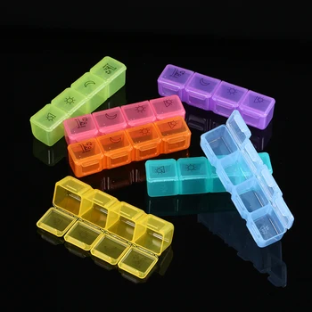 

New 28 Slots Pill Storage Box Portable Weekly Prescription Pill Organizer 7 Days Plastic Pill Dispenser 7 Colors Slots for Patie