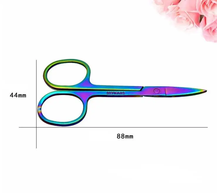 전문 레인보우 컬러 스테인레스 스틸 눈썹 족집게 눈썹 미니 가위 클립 정전기 방지 얼굴 헤어 리무버 도구 SN1552