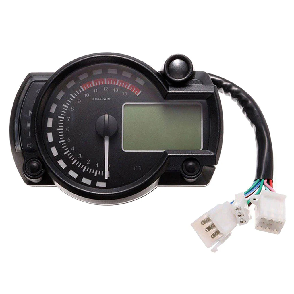 Motorcycle Digital LCD Speedometer Sensor Odometer Adjustable 14000RPM