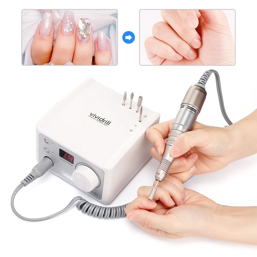 65W 35000RPM Electric Nail Drill Machine With Handpiece Drill Pen Foot Pedal Switch UV Gel Polish Removal Drill Manicure Bits