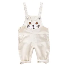 Высококачественный Осенний комбинезон для маленьких мальчиков; брюки на подтяжках; хлопковое с мультяшным котом; брюки с рисунком