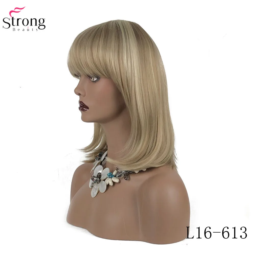 StrongBeauty Женские синтетические парики волосы блонд/Черный Средний прямые волосы аккуратная челка стиль Natura парик монолитный - Цвет: L16-613
