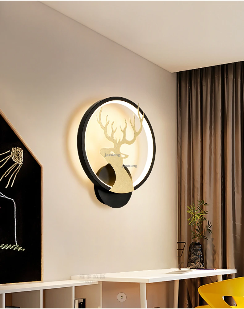 LED Decor Postmodern Bedside Bedroom Wall Lamps Nordic Style Elk Sconces Lighting Creative Wall Lights Home Decor Wall Lamp