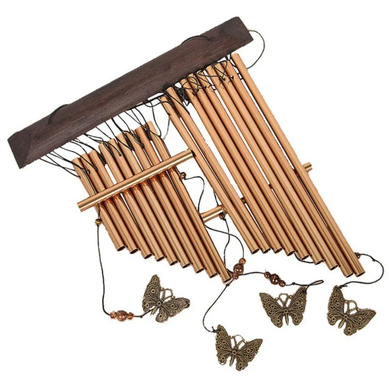 18 Aluminum Tubes Large Wind Chimes& S Hook& 4 Butterflies For Garden Yard Patio Balcony Home Decoration Accessories