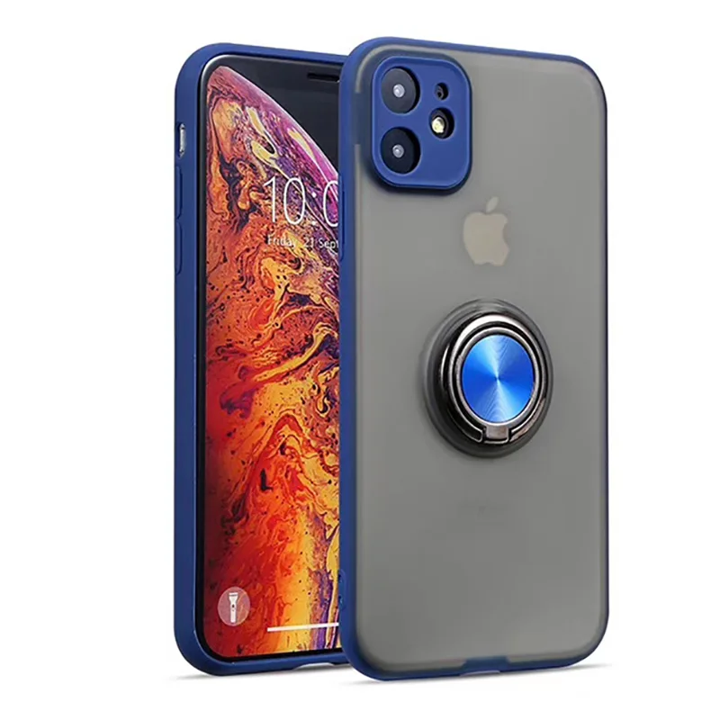 Чехлы для телефонов с магнитным кольцом для iPhone 11, 11Pro Max X, XR, XS Max, 11, 8, 7, 6, 6S Plus, силиконовые бамперы, прозрачные матовые чехлы - Цвет: Blue