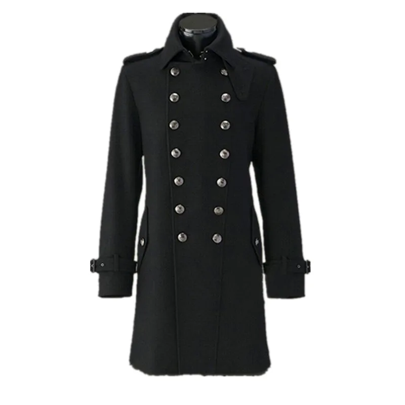 WWII German Army Overcoat General Coat Winter Wool Coats Double-breasted Men Winter Woolen Solid Color WWII German Army Overcoat General Coat Winter Wool Coats Double-breasted Men Winter Woolen Solid Color