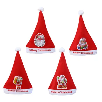 

4pcs Flashing Christmas Caps Merry Christmas Fabric Soft Head Decoration for Kids Gifts