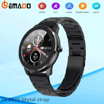 

T6 Smartwatch Men 2020 Metal strap IP68 Waterproof Heart Rate Blood Pressure Multiple Sport Modes Android Smart Watch For IOS