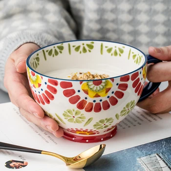 

Ceramic Hand Painted Mugs Creative Funny Breakfast Milk Cup Large Cute Porcelain Enamel Tazas De Cafe Christmas Mugs AC50MU