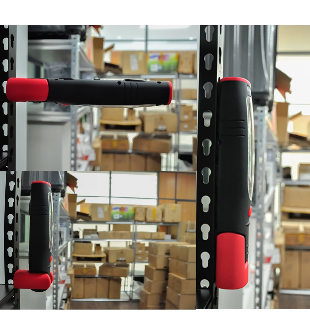 Portable Rechargeable LED Flashlight Cordless Magnetic Handheld LED Work Torch Light with Magnetic Base Double Hooks
