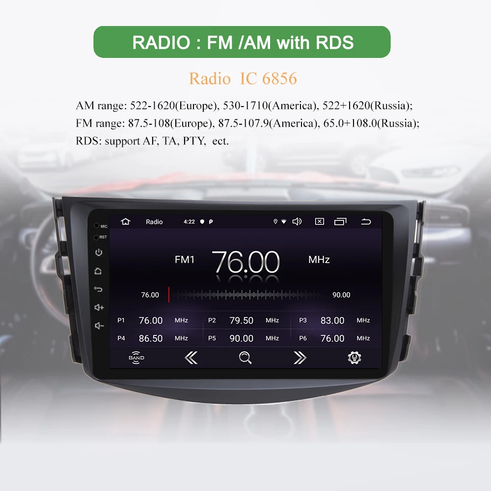 Best Bonroad  Android 9.0 Car multimedia playr for Toyota rav4 2007 2008 2009 2010 2011 Car DVD GPS Navigation palyer Ram 2G Rom16G 4