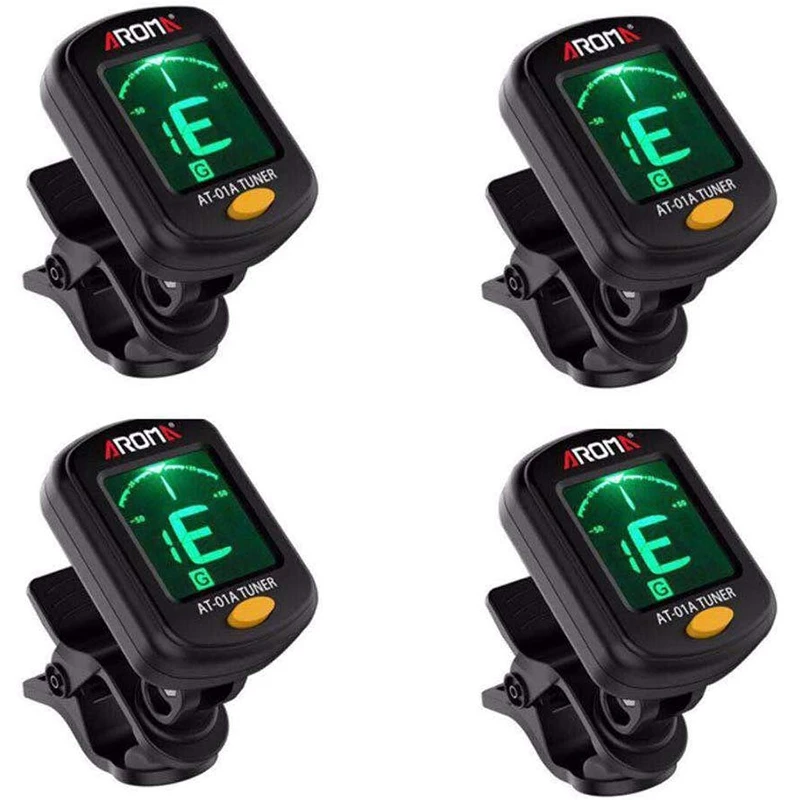 

AROMA AT-01A 4 Pack Guitar Tuner LCD Display for Ukulele Guitar Bass Mandolin Violin Banjo
