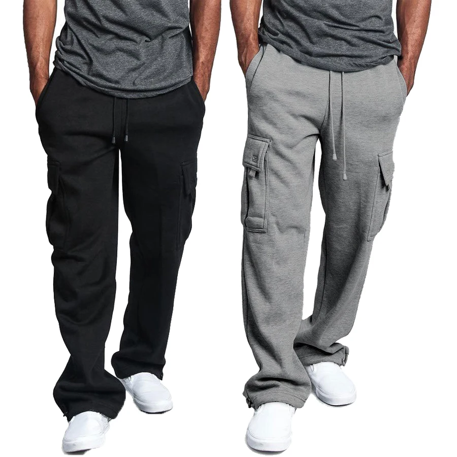 Модные Повседневные Мужские штаны, новые спортивные штаны для бега из плотного флиса с карманами, черные, красные спортивные штаны