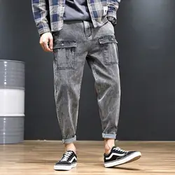 Джинсы мужские 2019 летние новые джинсы японские джинсы Harlan Nine points свободные брендовые Большие размеры серые мужские брюки размер 28-46 48