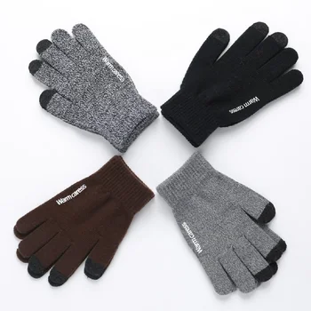 

1Pair Winter Warm Touch Screen Gloves Women Men Anti-Slip Silicone Gel Knit Soft Cycling Sports Texting Female Mittens
