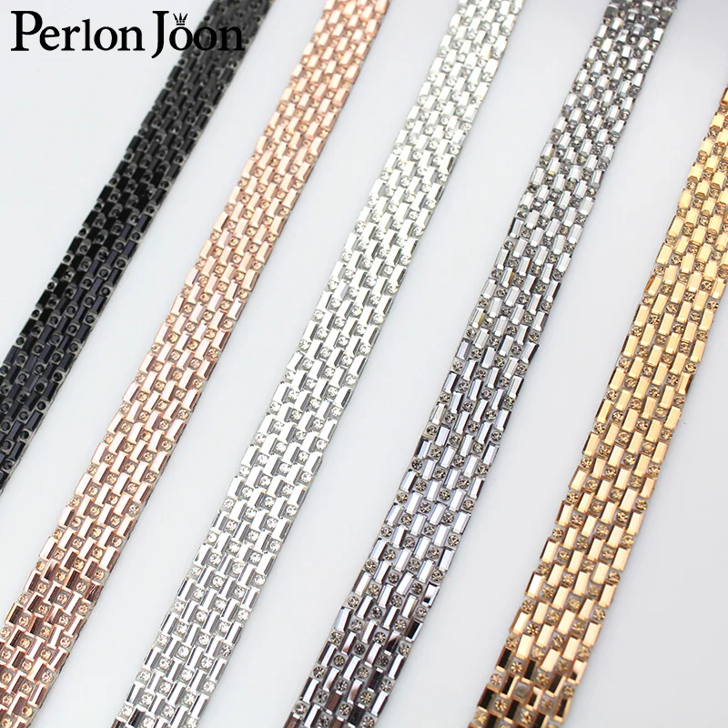 1 Yard Gold, schwarzes Glaskristall-Anordnung, Strass-Klebebandbesatz, Hot-Fix-Band, zum Aufbügeln, Applikationen für Kleid-Schuhverzierung TR099 – Detail 4