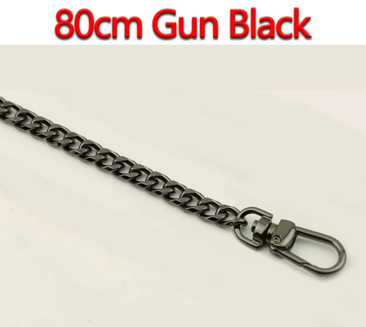 80cm Gun Black DIY 8mm Gold, Silver, Gun Black, Brass Bronze Chains Replacement Shoulder Bag Straps for Handbag, Purse Belts Handles 40cm-160cm - Цвет: 80cm Gun Black