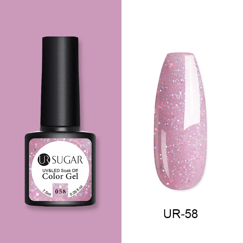 058 Ur Sugar 7,5 мл голографический Блеск УФ-Гель-лак темно-коричневые блестки Гель-лак замачиваемый УФ-Гель-лак дизайн ногтей Гель-лак светодиодный - Цвет: 058