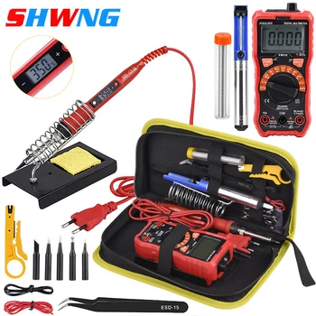 

SHWNG LCD Electric Soldering Iron Multimeter Set Soldering Iron Tool Kit 60W US Plug and EU Plug tweezers Electric welding