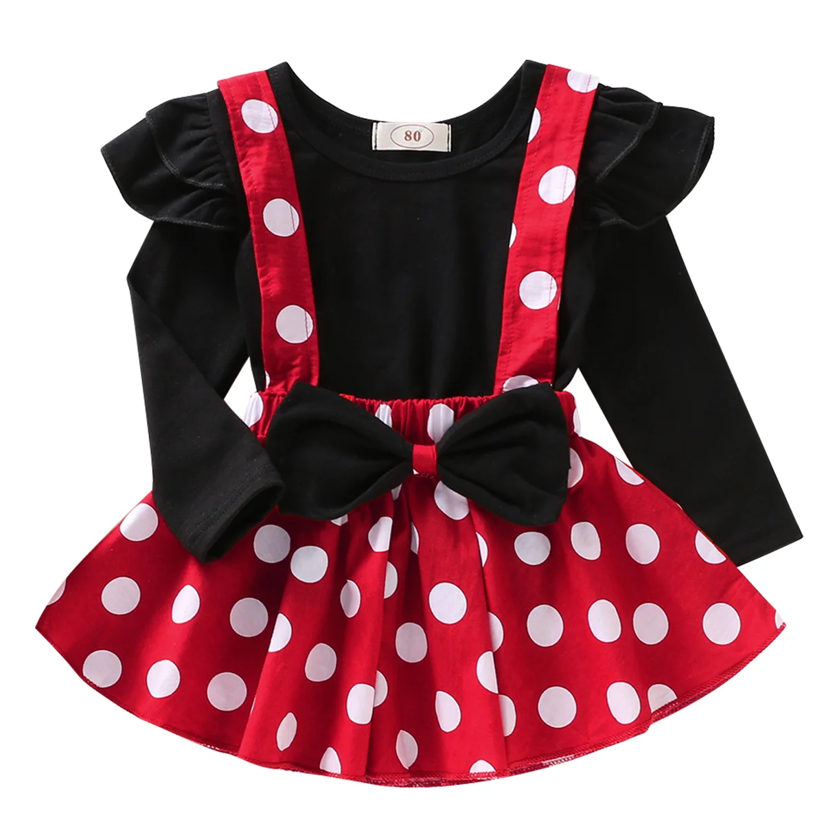 

Girl Baby Birthday Clothes Cute Minnie Dress Cake Smash Outfit Polka Dot Strap Dress Tops Girls Autumn Clothes for Photo Shoot