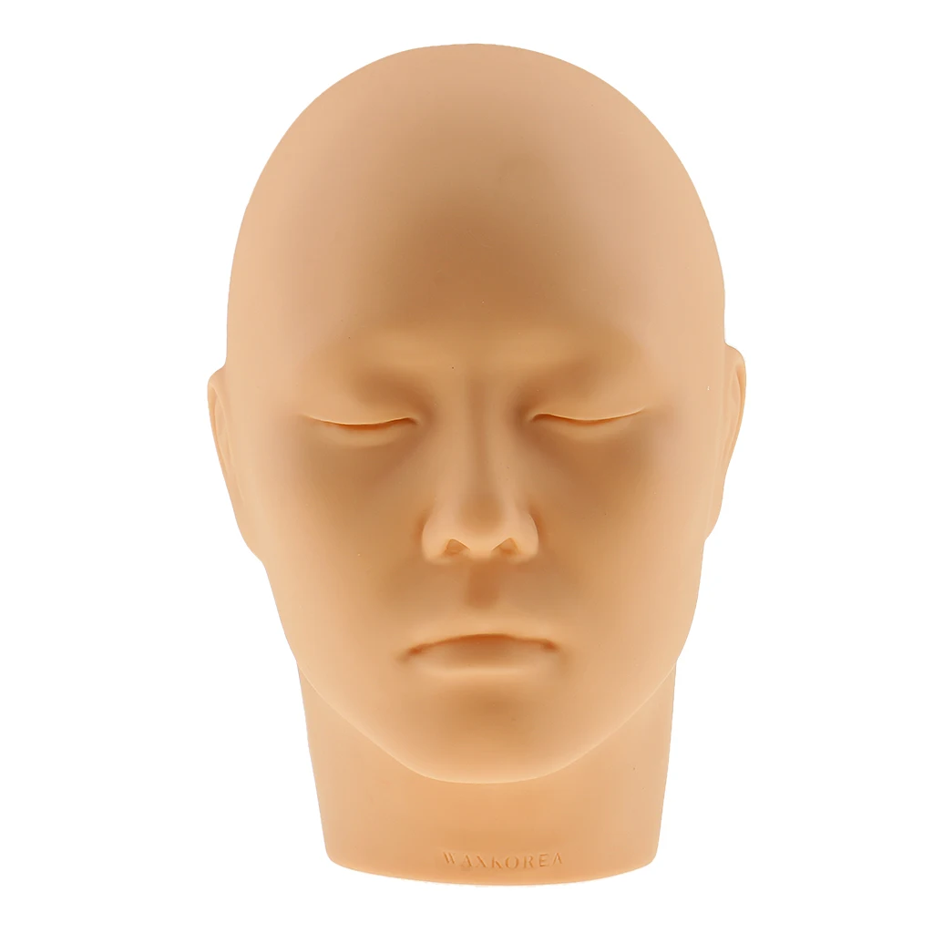 Soft Silicone Cosmetology Massage Eyelash Extension Face Lip Makeup Practice Training Mannequin Head