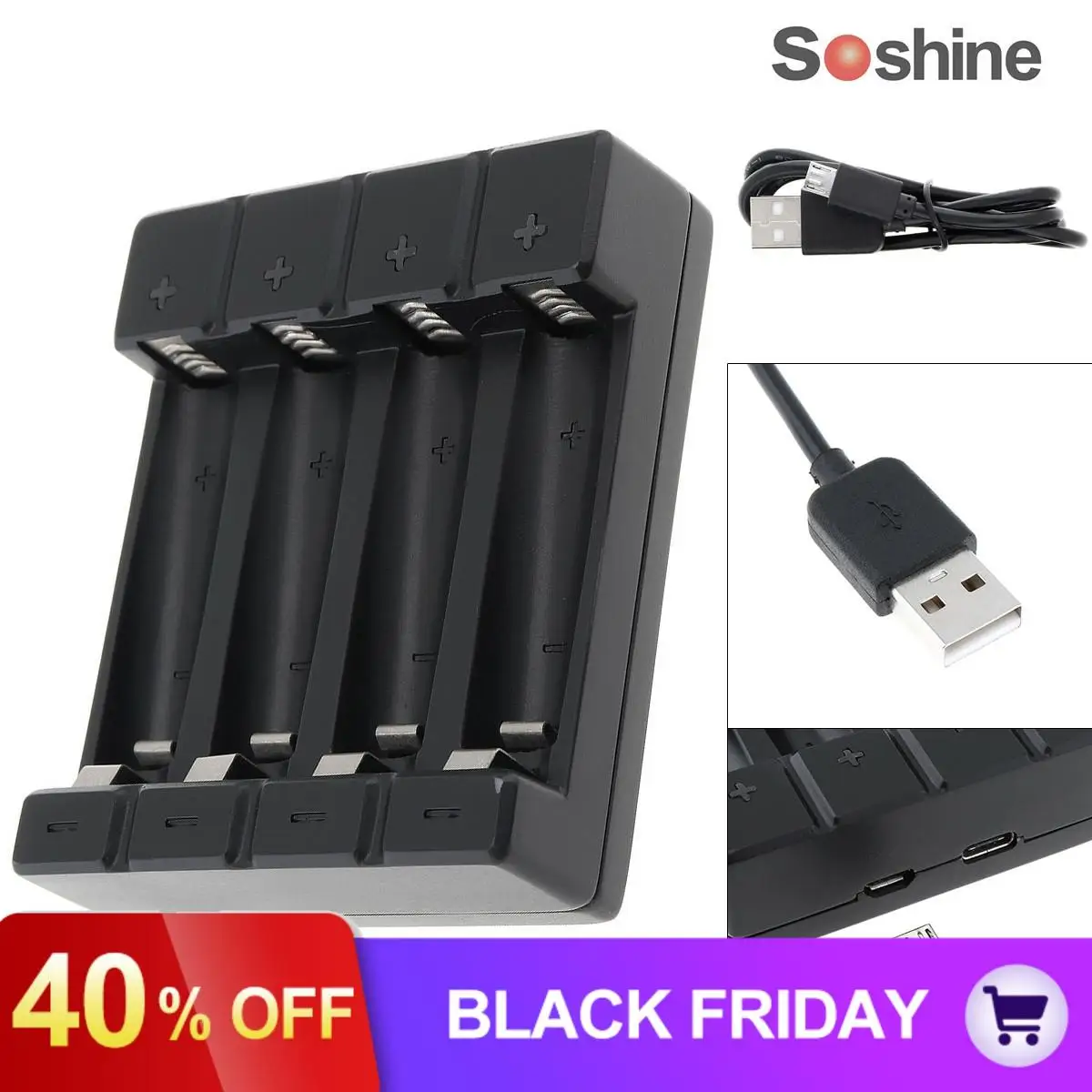 Soshine 1-4 шт Смарт AA AAA NiMH USB зарядное устройство с светодиодный дисплей Поддержка Micro USB TYPEC зарядное устройство Вход