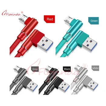 

100pcs/Lot 90 Degree Charging Cable Micro USB Cables Type C Fast Charger 1M For Samsung HUAWEI Mate 20 P20 Pro Honor 1M 2M 3M