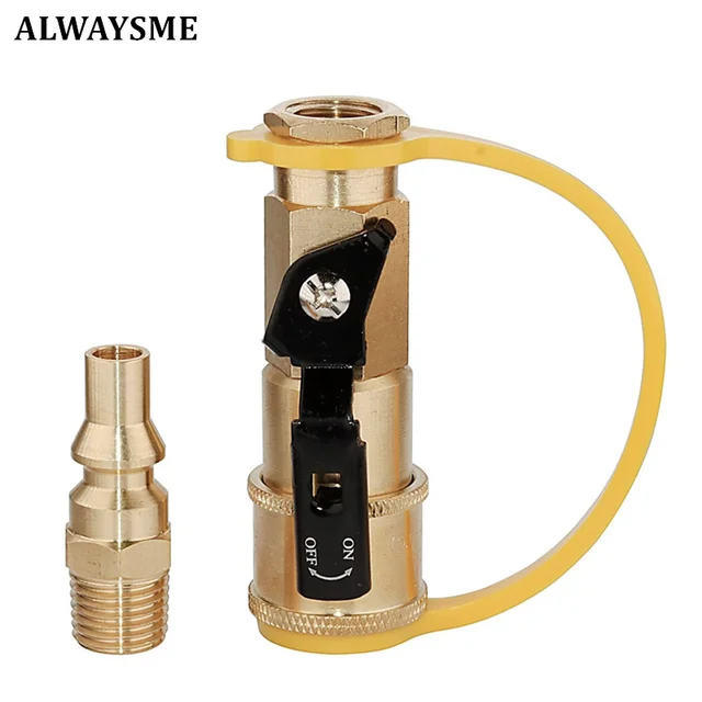 Mindig 1/4 "Marine Rv Propane Gyors Csatlakozás Adapte A Lezáró Szeleppel És Teljes Áramlási Dugóval Forpropane Tömlő, Propán Vagy Natura
