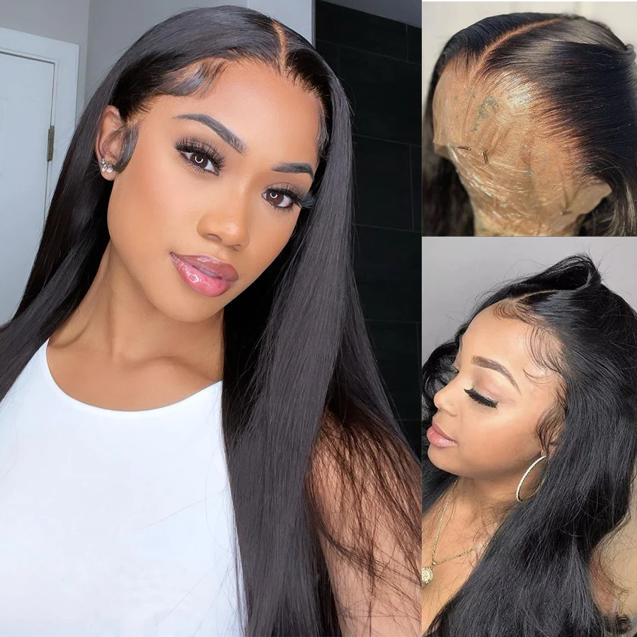 Dianteira do Laço Colorido em Linha Perucas de Cabelo Loira Cinza Destaque Peruca Metade Preto 613 Reta Humano Pré Arrancado Ombre t Parte Laço Transparente 14 Apliques com cabelo humano