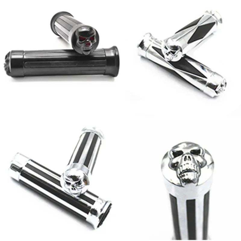 1'' 25mm Skull Motorcycle Handlebar Hand Grips For Harley XL1200L