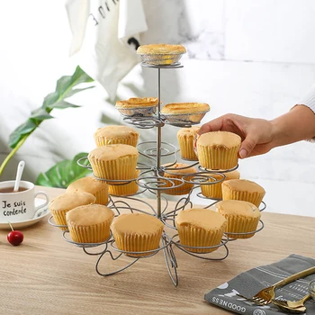 

European 4-layer stainless steel cake stand Detachable Pastry Cupcake Holder Supplies Cake Stand in Kitchen Wedding and Home