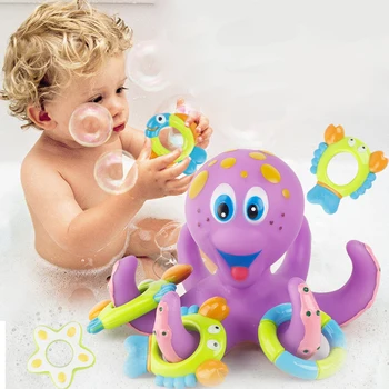 

Funny Octopus Bath Toys Floating Ring Toss Game Bathtub Bathing Swimming Pool Bathing Educational Play Water Toys for Children