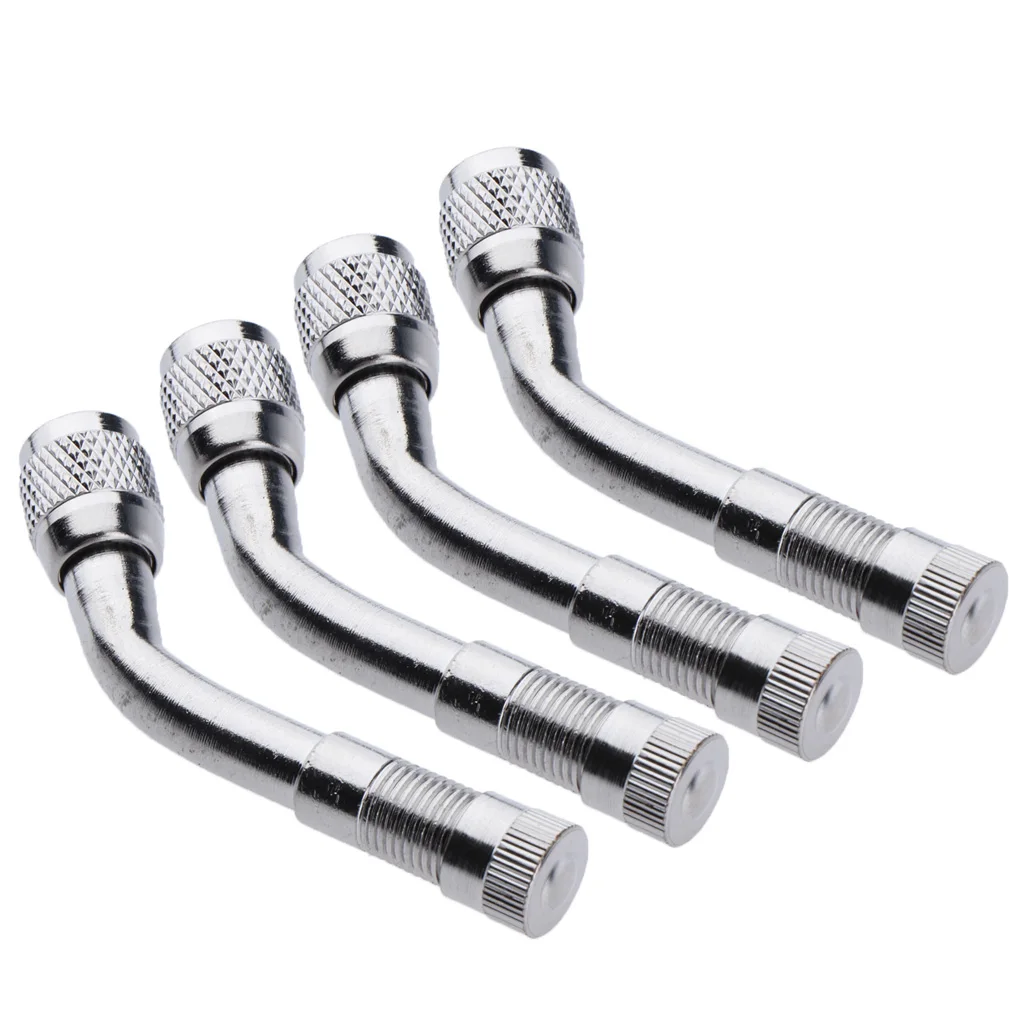 4piece Wheel Tyre Valve Stem Extension Adapter Universal Silver 135°For Car Bike