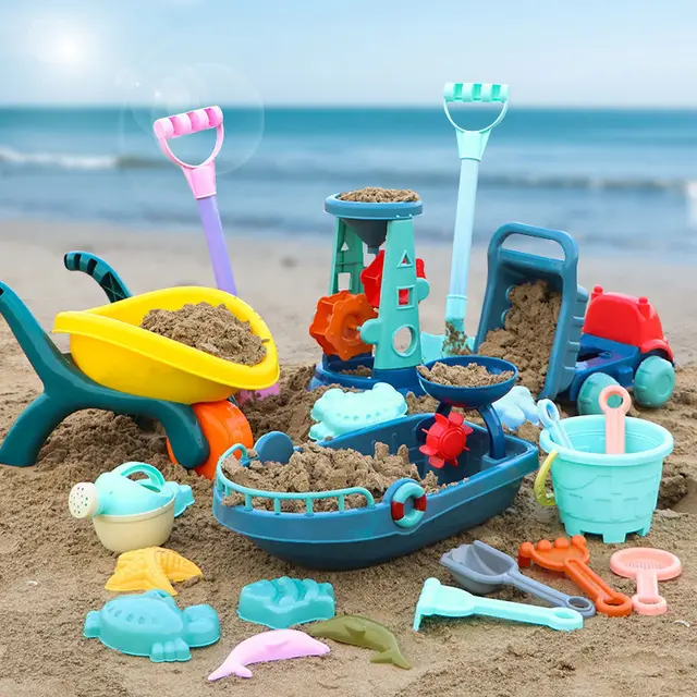 Beach Toys Sandbox silicone bucket and Sand toys Sandpit Outdoor Summer Toy Water Game Play Cart Scoop Child shovel For Kids 1