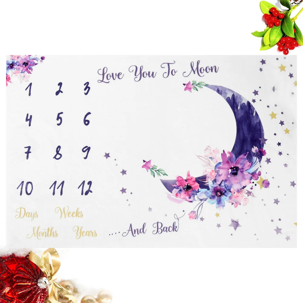 

1pc Cute Creative Monthly Backdrop Milestone Blanket Background Cloth Photo Blanket for Birthday Newborn Baby Shower