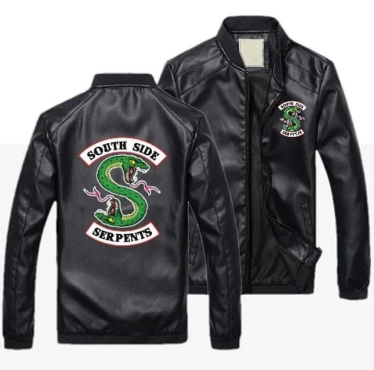Для мужчин кожаные ривердейл Southside змеи куртка классический мужской PU искусственная кожа Тонкий Пальто мотоциклетные байкерские куртки мужские, весенне-осенние