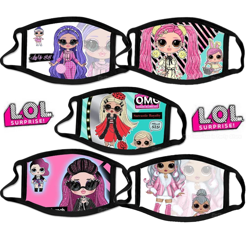 LOL Surprise-mascarillas para niños y mujeres adultas, cubrebocas bonita con estampado de dibujos animados, lavables y reutilizables, a prueba de polvo, OMG