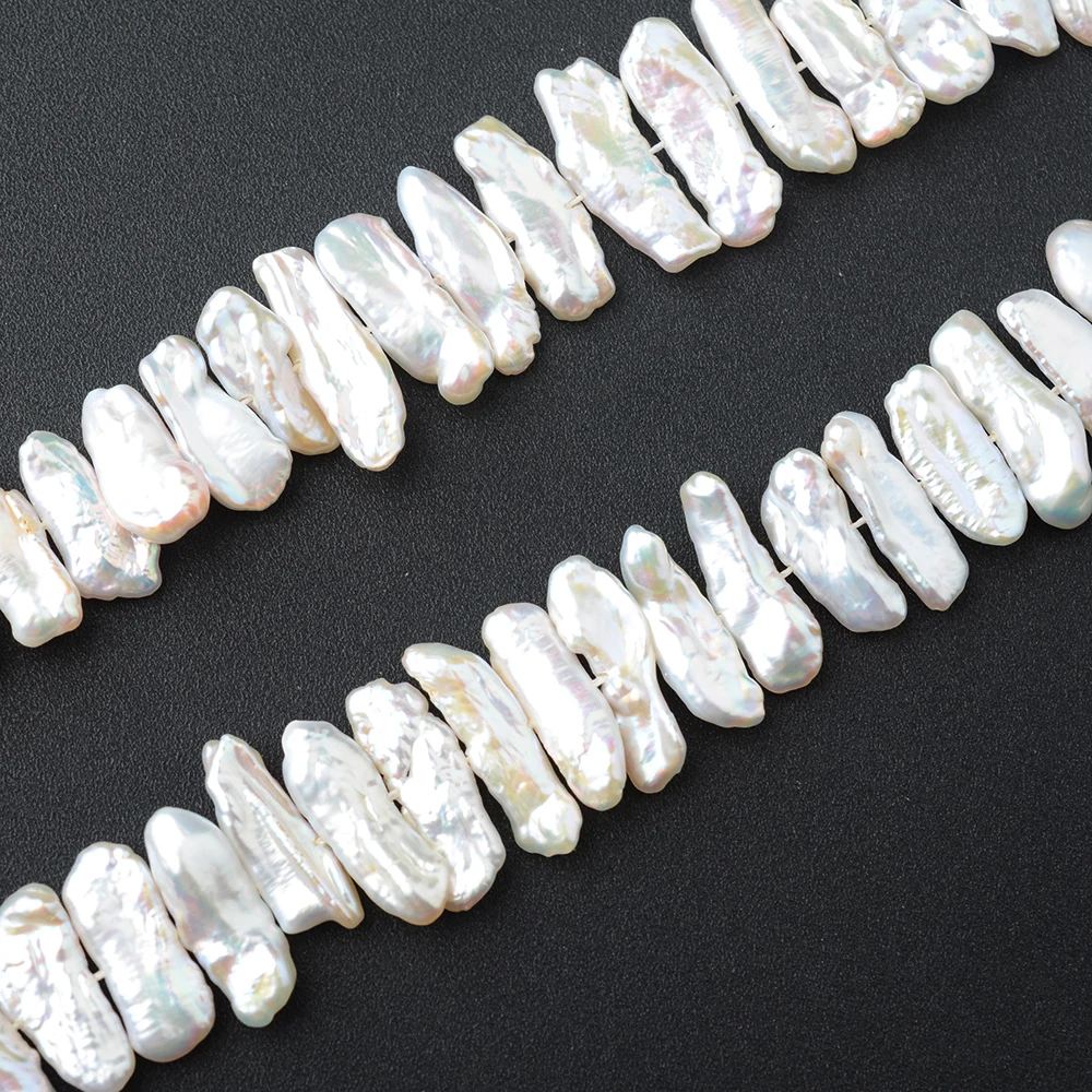 Women's 7x20mm Cream Biwa Freshwater pearls beads