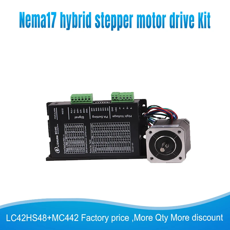 

42mm 0.4N.M Nema17 Stepper Motor 42 motor Nema 17 step motor LC42HS48+ MC442 microstep drive kit 1.2A 4-lead for 3D printer