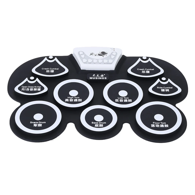 

Silicone Portable Foldable Digital Usb Roll-Up Electronic Drum Pad Kit With Stick And Foot Pedal