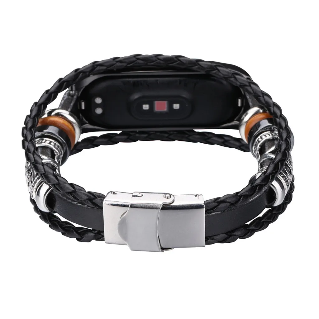 Модные наручные часы для Xiaomi Mi Band 4 смарт-Браслет замена кожаный браслет с бисером ремешок Плетеный ремешок для часов