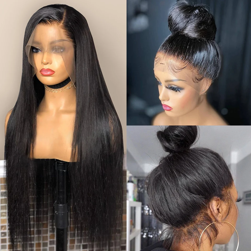 TRENDING! 360 Glueless Frontal 13x6 13x4 Lace Front Human Hair Wig Transparent Brazilian Virgin 30 Inch Straight Pre Plucked 4x4 Closure