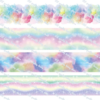 

Rainbow pattern pattern printed grosgrain ribbon/16mm printed elastic foe ribbons DIY hair bows Sewing webbing 50 yards
