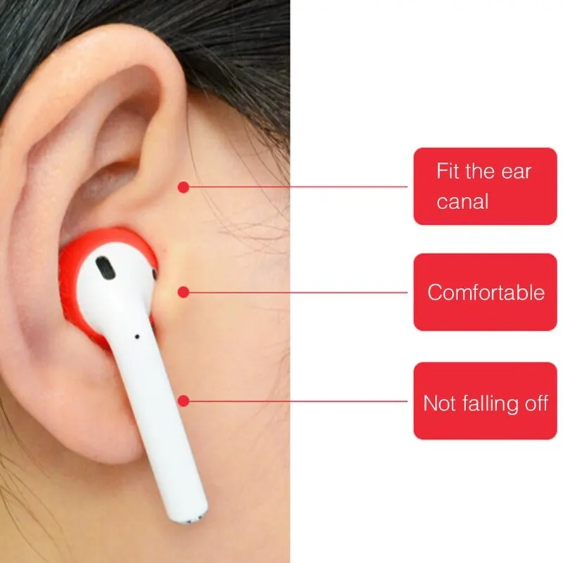 

For iPhone Earpads Eartips Earphone Case Cover for Airpods Silicone Antislip Ear Hook Ear Tips Earbuds Caps 2pcs
