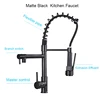 Spring Pull Down Matte Black Kitchen Mixer Faucet Deck Mounted Dual Spout   Kitchen Sink Crane Taps Handheld Sprayer Shower Head ► Photo 2/6